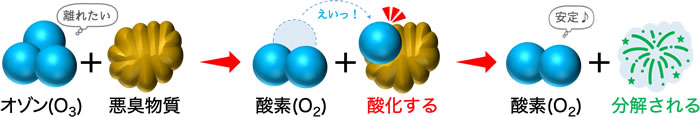 オゾンが悪臭を分解・除菌する仕組み